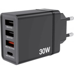 VERBATIM 4-port USB Charger PD QC 30W, Black 10st