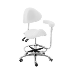 Sadelstol med armstöd - 51–61 cm - 150 kg - Vit