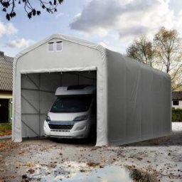 TOOLPORT Garagetält 5x10 m - 4 m sidohöjd med 4,1x3,5 m port, PRIMEtex 2300, grå,utan hållfasthet (Säkerhetspaket) - (99484)