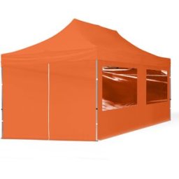 TOOLPORT 3x6 m snabbtält, ECONOMY aluminium, med sidodelar (panoramafönster), orange - (59029)