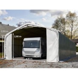 TOOLPORT Garagetält 6x12 m - 2,6 m sidohöjd med 4,1x2,9 m port, PRIMEtex 2300, grå,utan hållfasthet (Säkerhetspaket) - (99496)
