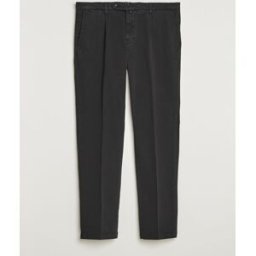 Briglia 1949 Easy Fit Pleated Cotton Stretch Chino Black