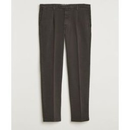 Briglia 1949 Easy Fit Pleated Cotton Stretch Chino Dark Brown