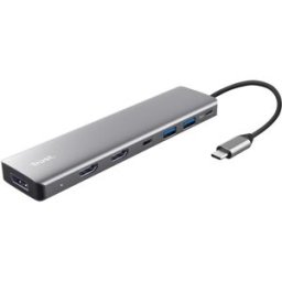 Trust multiport USB-C-hubb 7-i-1 till USB-C/USB/HDMI/DP med stöd för 3 skärmar