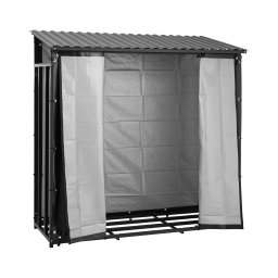 Vedställ - Med presenning och tak - 800 kg - 89 x 191 x 192,5 cm - Stål - Svart
