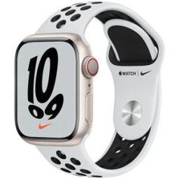 Apple Watch Nike Series 7 Aluminium 41 mm (2021) GPS Stjärnglans Sportband Pure Platinum