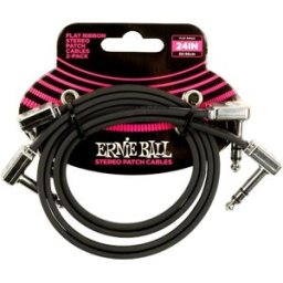Ernie Ball 6406 Flat Patch Cable Stereo Vinklad-Vinklad 60cm - Svart 2-pack