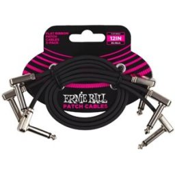 Ernie Ball 6222 Flat Patch Cable Vinklad-Vinklad 30cm - Svart 3-pack