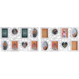 Fotoram DKD Home Decor 8 fotos Glas Vit PP (58 x 2 x 37,5 cm) (2 antal)