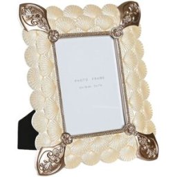 Fotoram DKD Home Decor 22,8 x 2,6 x 28,6 cm Glas Koppar Vit Harts Romantisk
