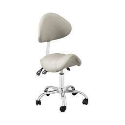Sadelstol med ryggstöd - Höjdjusterbart ryggstöd och säte - 51–65 cm - 150 kg - Grå, Silver