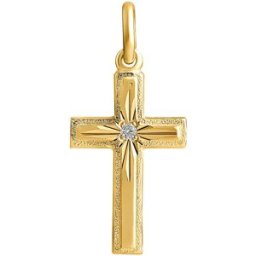 Top Gold silver kors 11x18mm diamant 0.01ct guldpläterad 525666154002