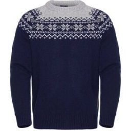 Gridarmor Men's Snøkrystall Round Neck Ullgenser Dark Navy/Light Grey/White Dark navy/Lt. grey/White M