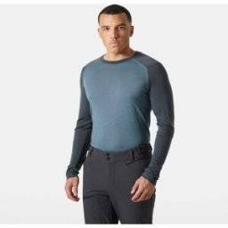 Helly Hansen Herr HH Durawool Crew Långärmad Tröja Blå M Light Purple Houndstooth Aop LilaM