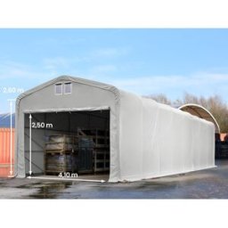 TOOLPORT 5 x 24 m tälthall - 2,6 m sidohöjd med 4,1x2,5 m port, PVC grå, inkl. hållfasthet (underlag: jord) - (438191)