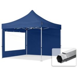 TOOLPORT 3x3m snabbtält, Professional aluminium, med sidodelar (panoramafönster), blå - (600159)