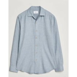 Eton Casual Fit One Piece Collar Flannel Shirt Light Blue