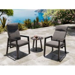 Jamaica Caféset/vilstolset - 2 Stolar Och Bord 55 Cm I Antracit Aluminium
