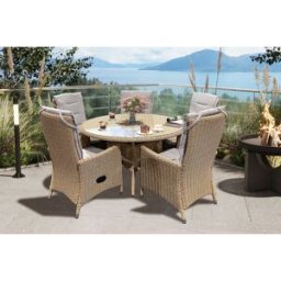 Comfort Rund - Matbord 120 Cm Med 5 Holiday-Stolar I Naturmix