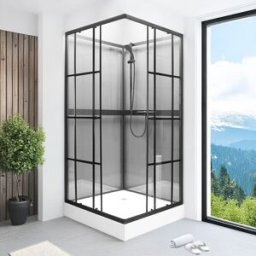 Jasmin Duschkabin 80x80 M/svarta Profiler