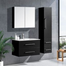 Lindadesign 80 Cm Badrumsmöbel Svart Högglans