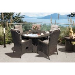 Comfort Rund - Matbord 120 Cm Med 5 Holiday-Stolar I Chockladbrun
