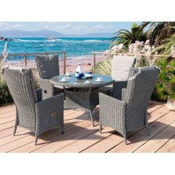 Comfort Rund - Matbord 120 Cm Med 4 Fällbara Holiday-Stolar I Gråmix