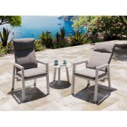 Jamaica Caféset/vilstolset - 2 Stolar Och Bord 55 Cm I Vit Aluminium