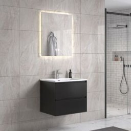 Noradesign 60 Cm Badrumsmöbel M/vit Handfat Och Rektangulär Spegel