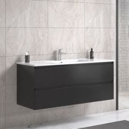 Noradesign Servantskap Med Single Vask 120 Cm - Sort Matt
