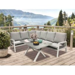 Jamaica Hörnsoffa 2c3/3c2 Med Bord 140x80 Cm I Vit Aluminium