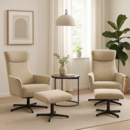 Odin Fåtölj Med Fotpall X 2 – Beige