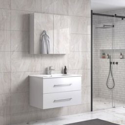 Lindadesign 80 Cm Grå Matt Badrumsmöbel M/spegelskåp