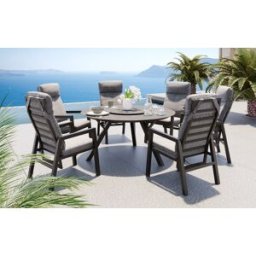 Jamaica Rund 150 Cm Med 6 Reclinerstolar I Antracit Aluminium