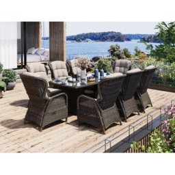 Holiday Garden Xl Matgrupp Med 8 Karibia-Reclinerstolar I Chockladbrun