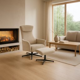 Odin Fåtölj Med Fotpall – Beige