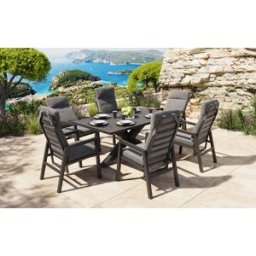 Jamaica Matgrupp M/bord 180 Och 6 Reclinerstolar I Antracit Aluminium