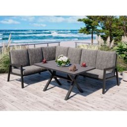 Jamaica Hörnsoffa 2c3/3c2 Med Bord 140x80 Cm I Antracit Aluminium
