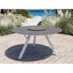 Jamaica Runt Matbord 150 Cm M/snurrplatta I Vit Aluminium