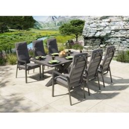 Paris Matgrupp M/bord 180 Och 6 Reclinerstolar I Antracit Aluminium