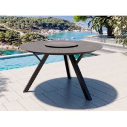 Jamaica Runt Matbord 135 Cm M/snurrplatta I Antracit Aluminium