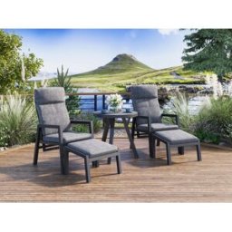 Jamaica Recliner Set - 2 Stolar M/pall Och Bord 70 Cm I Antracit Aluminium