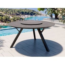 Jamaica Runt Matbord 150 Cm M/snurrplatta I Antracit Aluminium