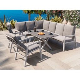 Jamaica Hörnsoffa 2c3/3c2 - M/bord Och 2 Reclinerstolar I Vit Aluminium