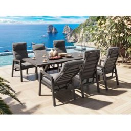 Jamaica Matgrupp - Bord 210 Cm Och 6 Reclinerstolar I Antracit Aluminium