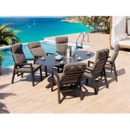 Jamaica Oval - Matgrupp M/bord 220 Och 6 Reclinerstolar I Antracit Aluminium