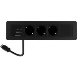Deltaco Infälld Strömpanel, 3 Uttag, 1x21w A+c Usb-Laddare, Gst18, Ked