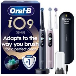 Oral-B Io9 Eltandborste, Svart Och Rosa + Laddande Reseetui