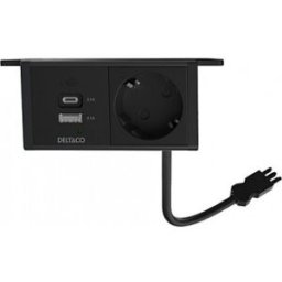 Deltaco Strömpanel, 1 Uttag, 1x21w A+c Usb-Laddare, Gst18-Kontakt