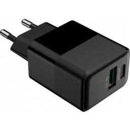 FoneKit Double 20w Laddare, Usb-C + Usb-A, Svart